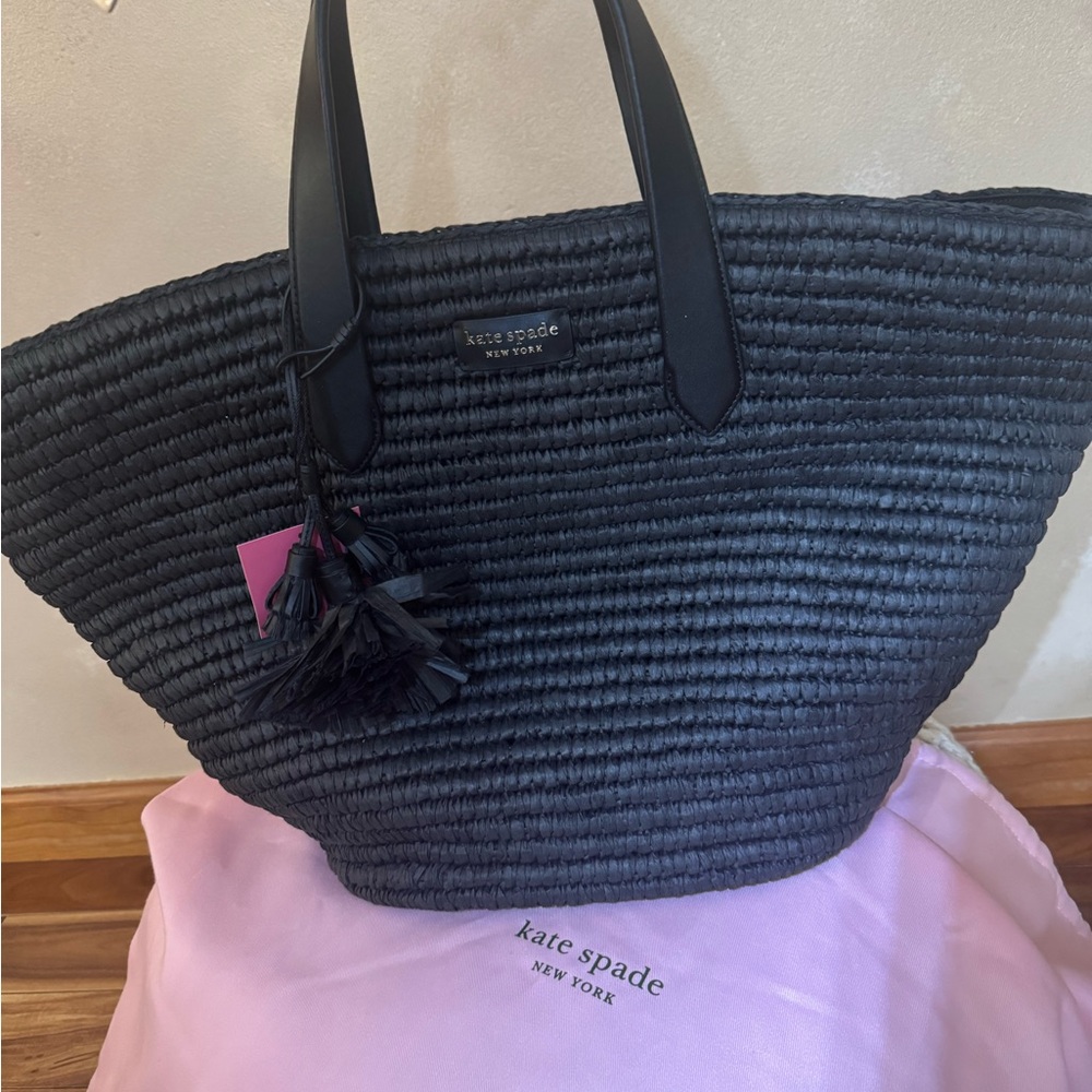 Kate Spade Black Woven Tote Bag